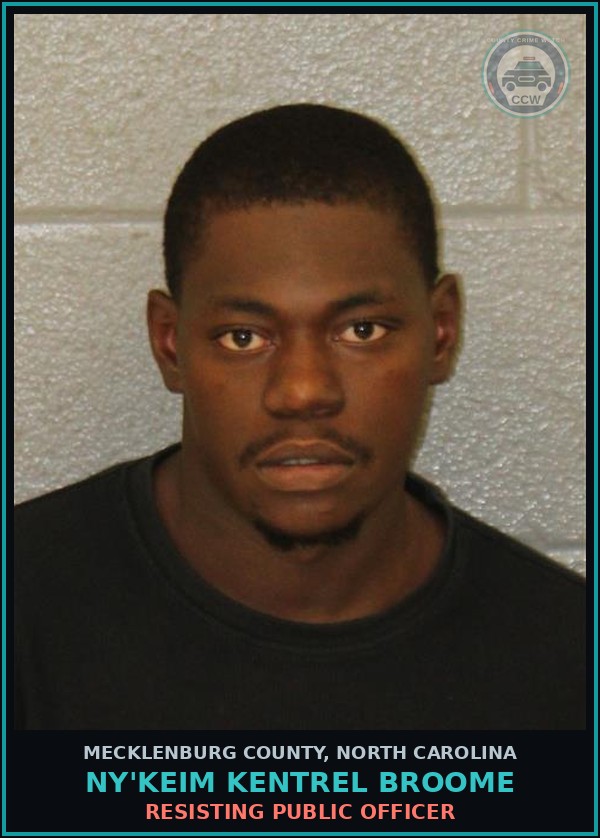 Booking mugshot of NY'KEIM KENTREL BROOME in Mecklenburg County