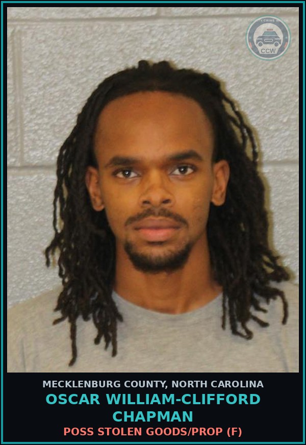 Booking mugshot of OSCAR WILLIAM-CLIFFORD CHAPMAN in Mecklenburg County