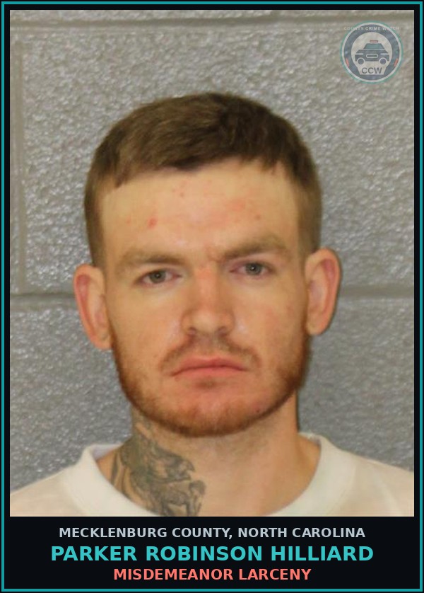 Booking mugshot of PARKER ROBINSON HILLIARD in Mecklenburg County