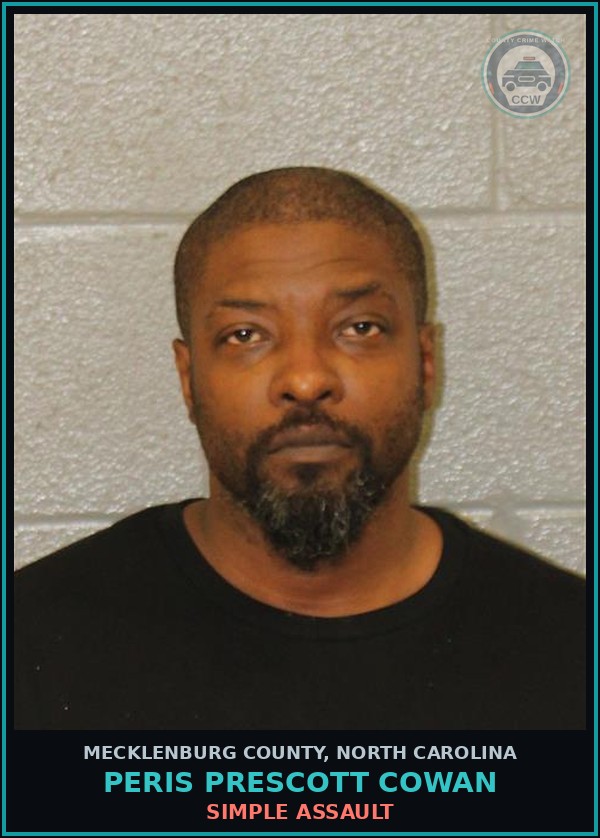Booking mugshot of PERIS PRESCOTT COWAN in Mecklenburg County