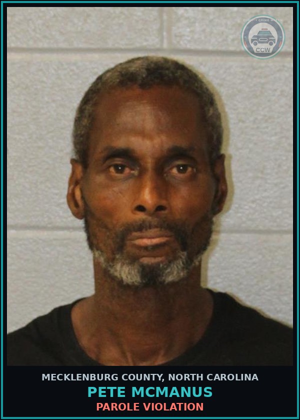 Booking mugshot of PETE MCMANUS in Mecklenburg County