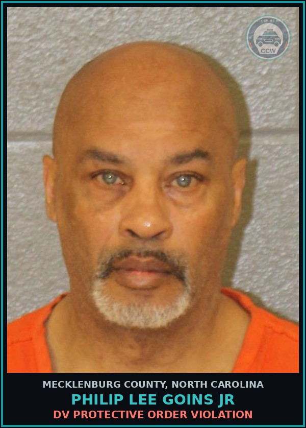 Booking mugshot of PHILIP LEE GOINS JR in Mecklenburg County