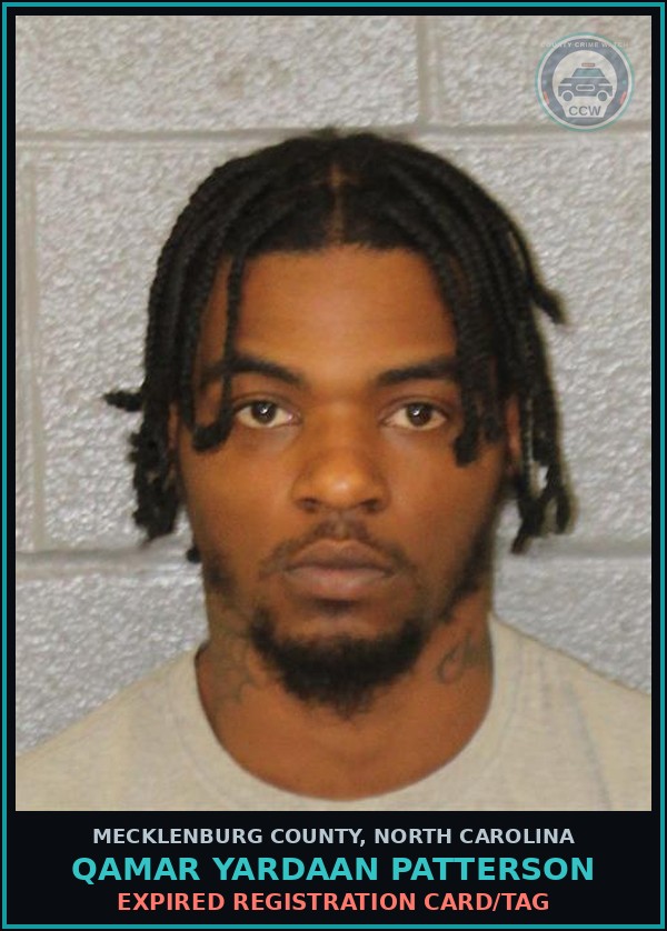 Booking mugshot of QAMAR YARDAAN PATTERSON in Mecklenburg County