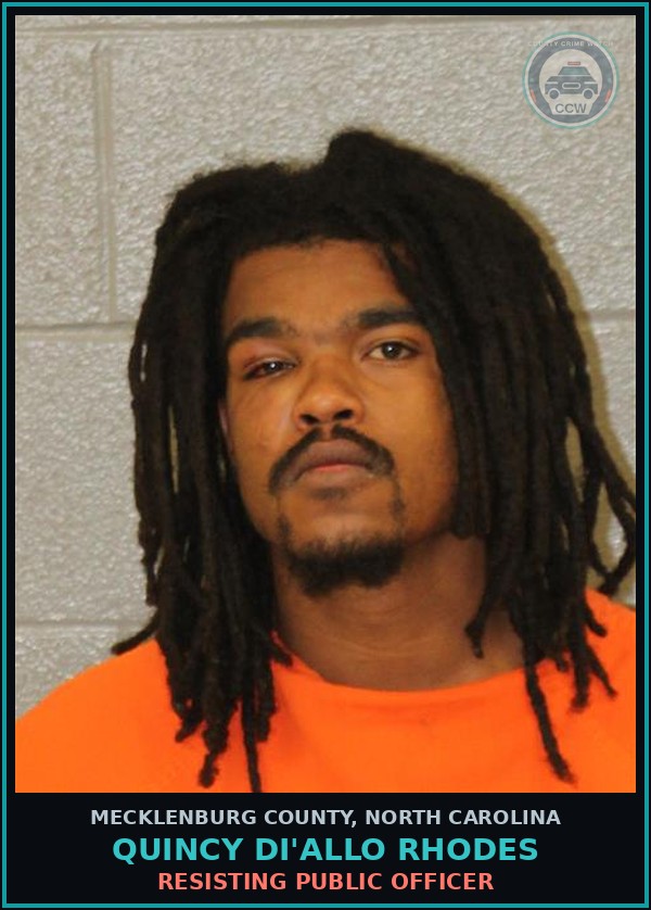Booking mugshot of QUINCY DI'ALLO RHODES in Mecklenburg County
