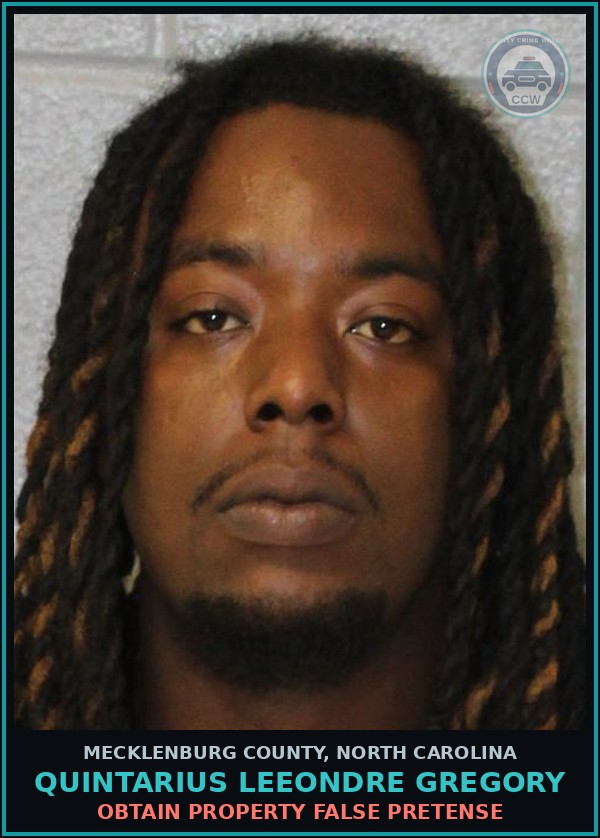 Booking mugshot of QUINTARIUS LEEONDRE GREGORY in Mecklenburg County