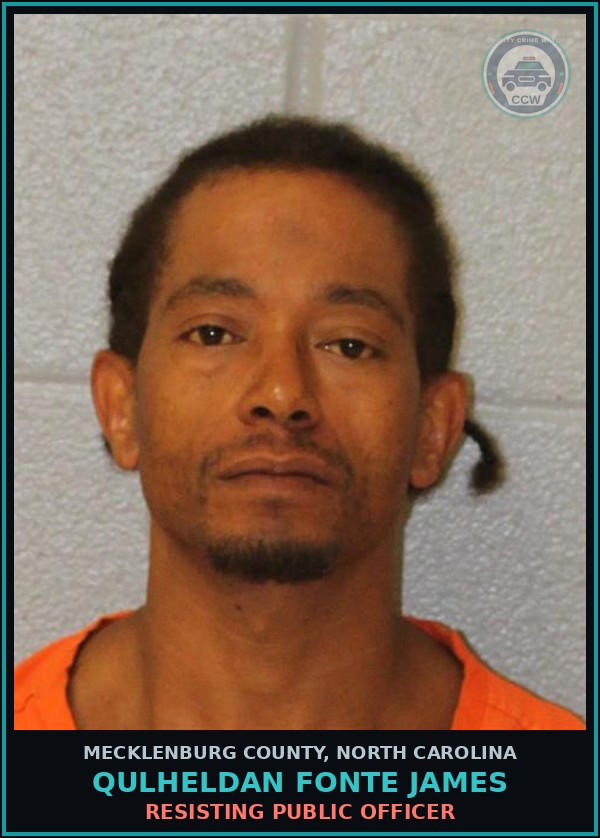 Booking mugshot of QULHELDAN FONTE JAMES in Mecklenburg County