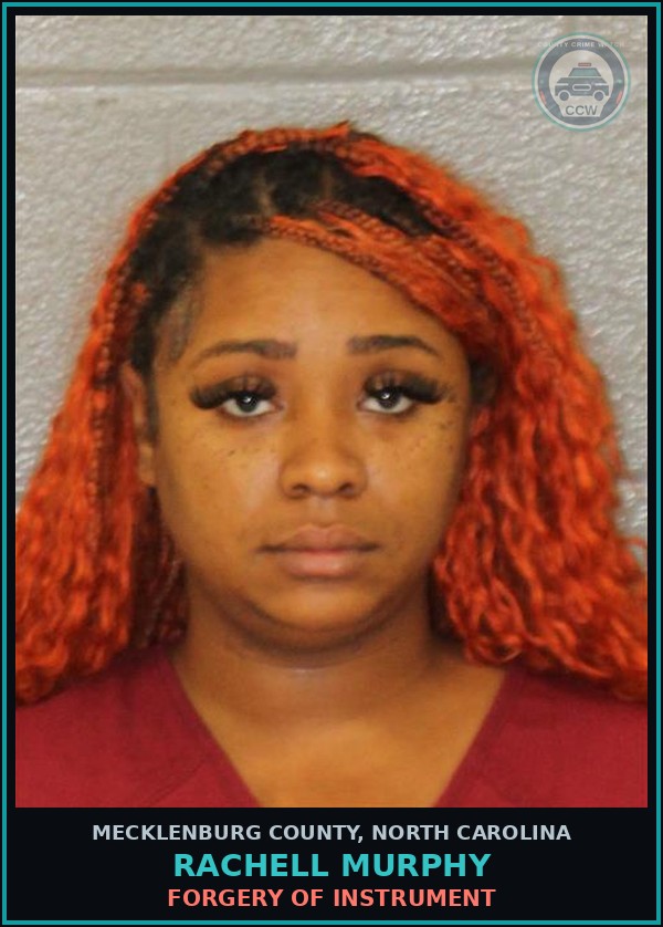 Booking mugshot of RACHELL MURPHY in Mecklenburg County
