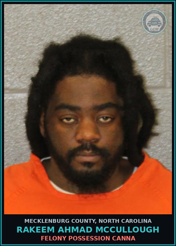 Booking mugshot of RAKEEM AHMAD MCCULLOUGH in Mecklenburg County
