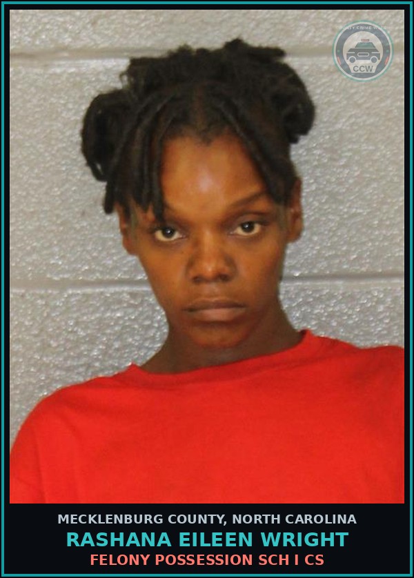 Booking mugshot of RASHANA EILEEN WRIGHT in Mecklenburg County