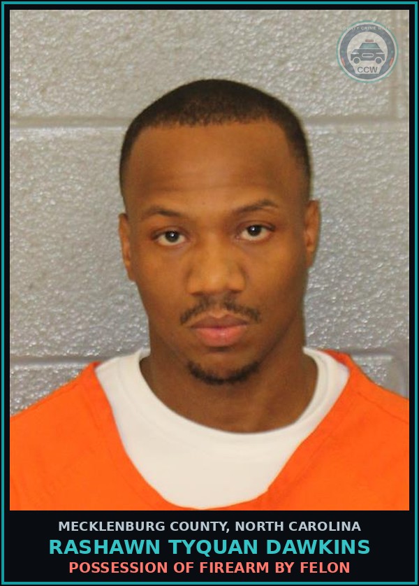 Booking mugshot of RASHAWN TYQUAN DAWKINS in Mecklenburg County