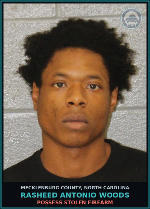Booking mugshot of RASHEED ANTONIO WOODS in Mecklenburg County