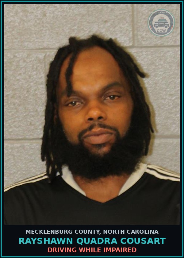 Booking mugshot of RAYSHAWN QUADRA COUSART in Mecklenburg County