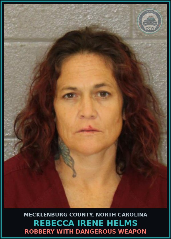 Booking mugshot of REBECCA IRENE HELMS in Mecklenburg County