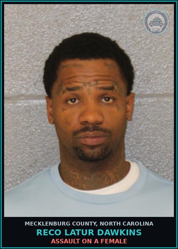 Booking mugshot of RECO LATUR DAWKINS in Mecklenburg County