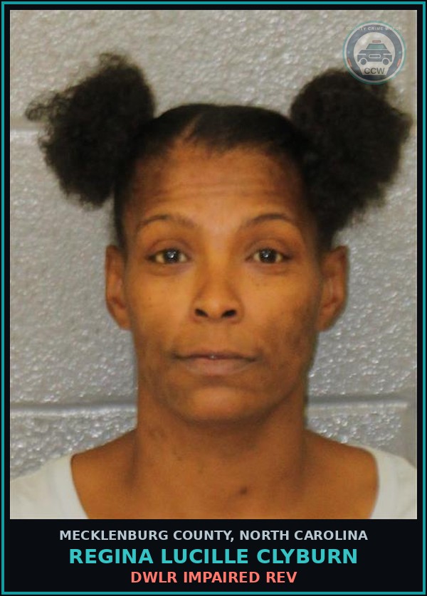 Booking mugshot of REGINA LUCILLE CLYBURN in Mecklenburg County