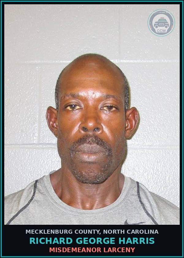Booking mugshot of RICHARD GEORGE HARRIS in Mecklenburg County