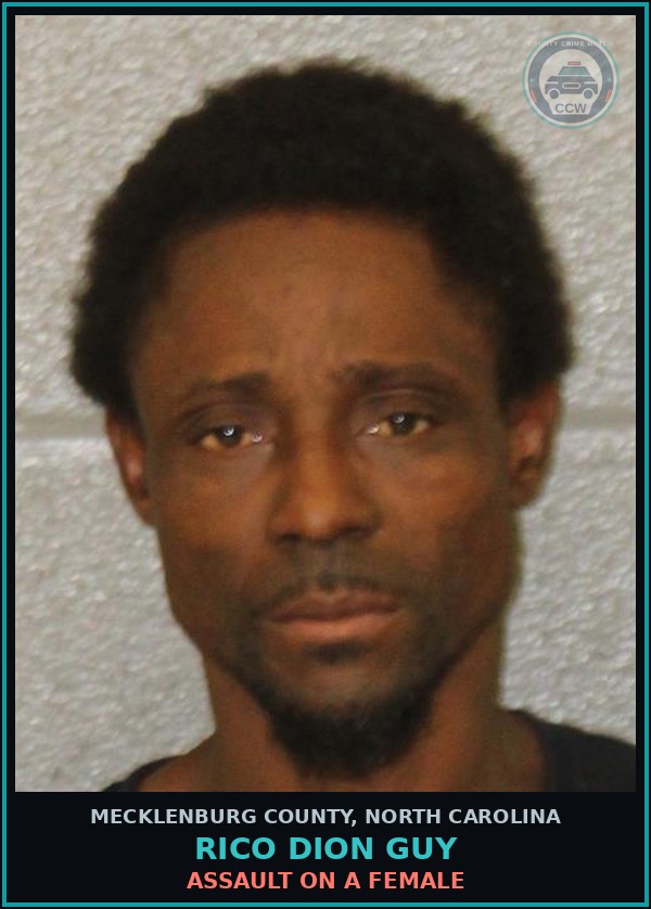 Booking mugshot of RICO DION GUY in Mecklenburg County