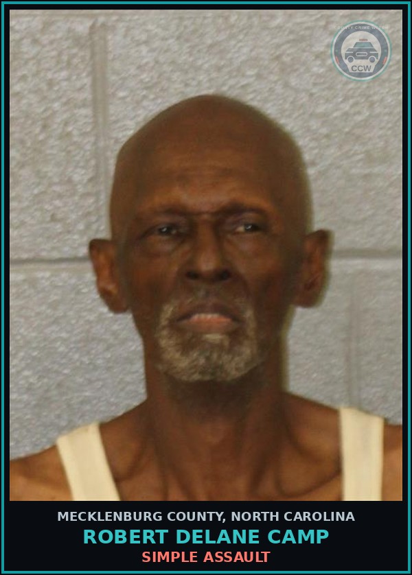 Booking mugshot of ROBERT DELANE CAMP in Mecklenburg County