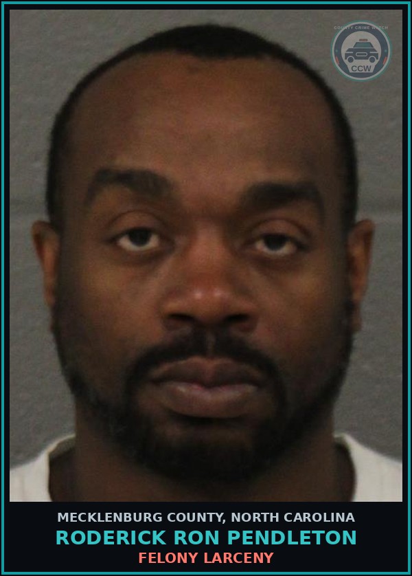 Booking mugshot of RODERICK RON PENDLETON in Mecklenburg County