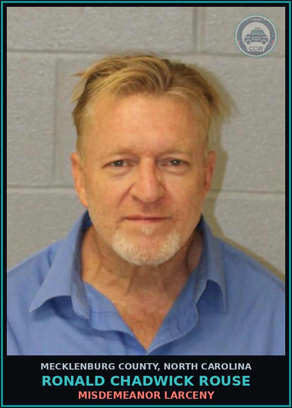 Booking mugshot of RONALD CHADWICK ROUSE in Mecklenburg County