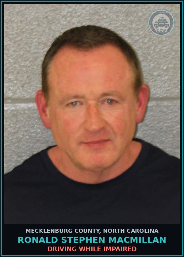 Booking mugshot of RONALD STEPHEN MACMILLAN in Mecklenburg County