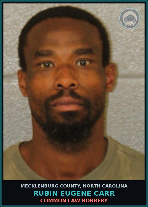 Booking mugshot of RUBIN EUGENE CARR in Mecklenburg County
