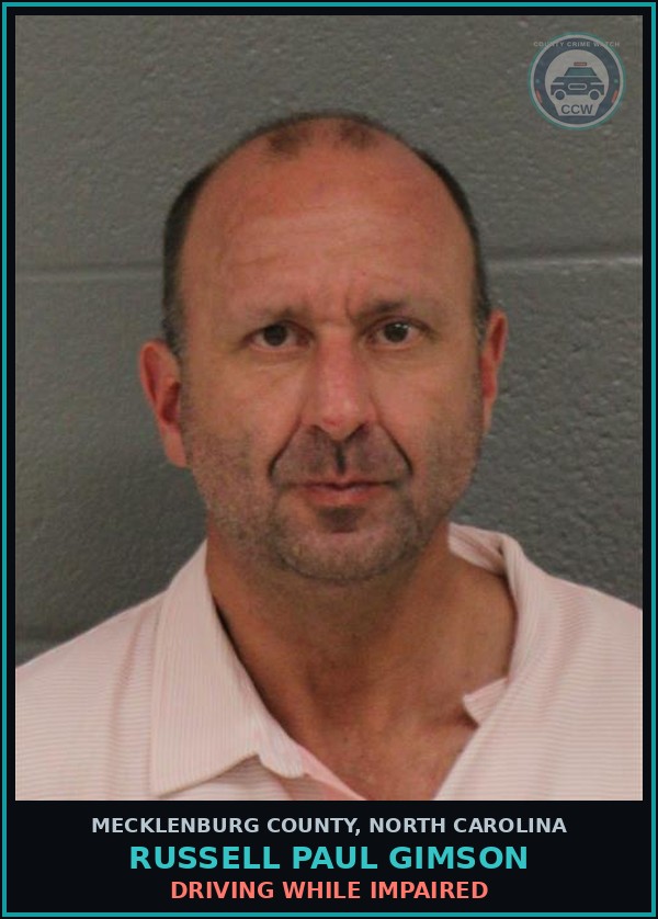 Booking mugshot of RUSSELL PAUL GIMSON in Mecklenburg County