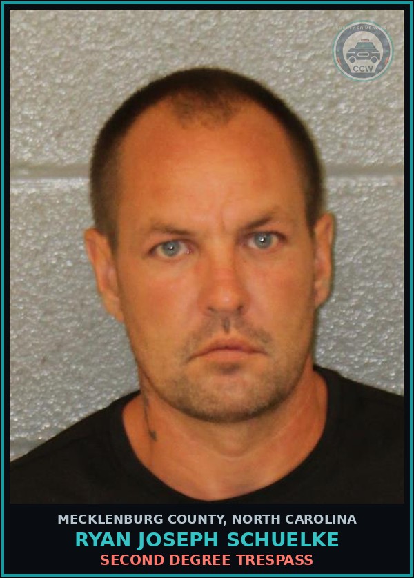 Booking mugshot of RYAN JOSEPH SCHUELKE in Mecklenburg County