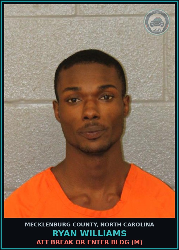 Booking mugshot of RYAN WILLIAMS in Mecklenburg County