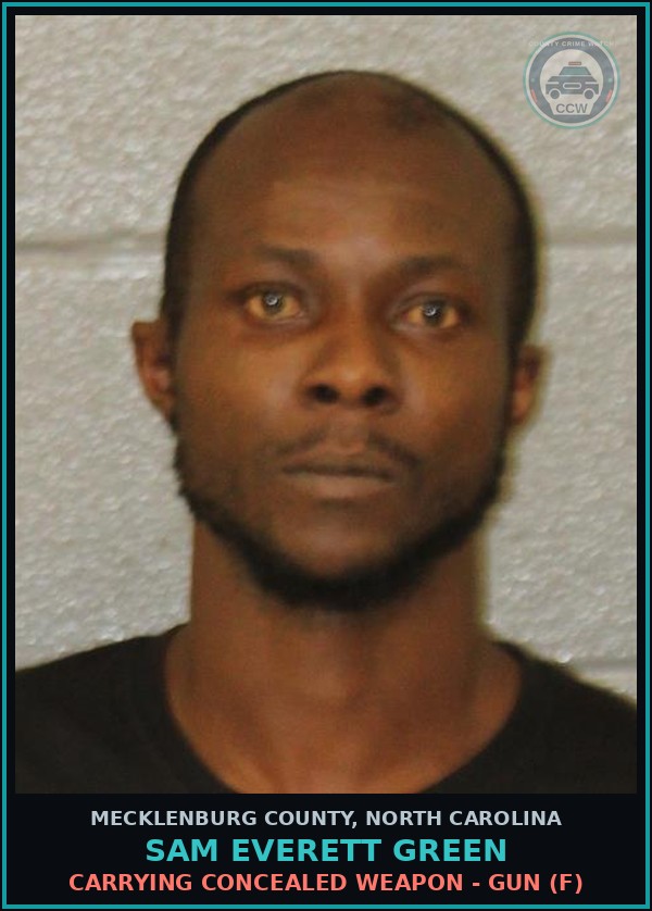Booking mugshot of SAM EVERETT GREEN in Mecklenburg County