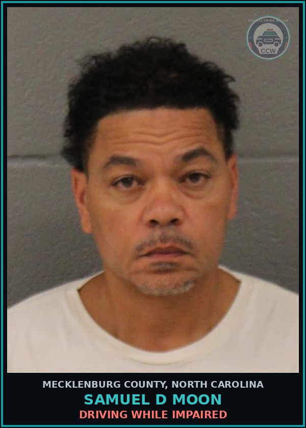 Booking mugshot of SAMUEL D MOON in Mecklenburg County
