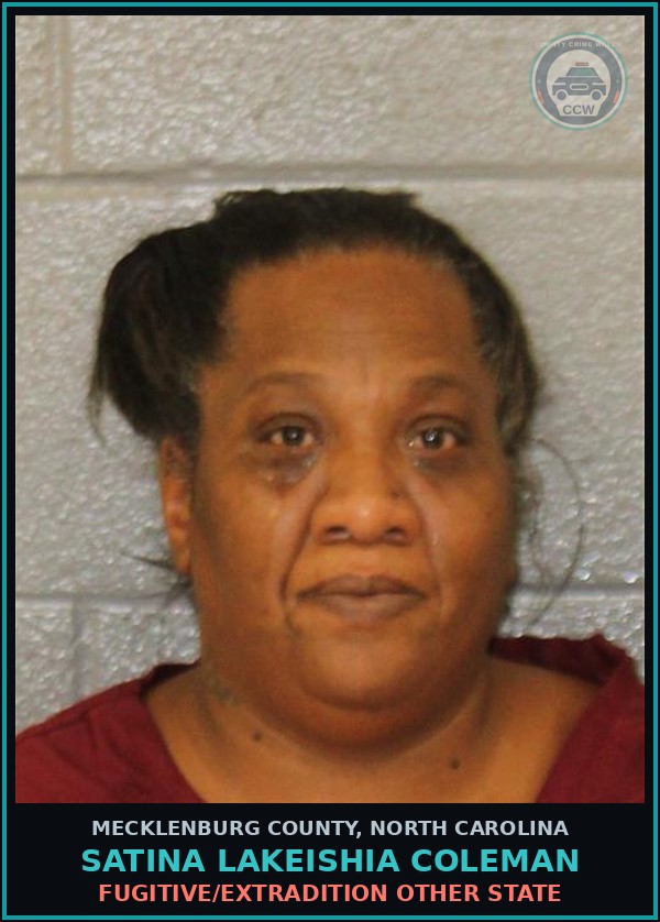 Booking mugshot of SATINA LAKEISHIA COLEMAN in Mecklenburg County