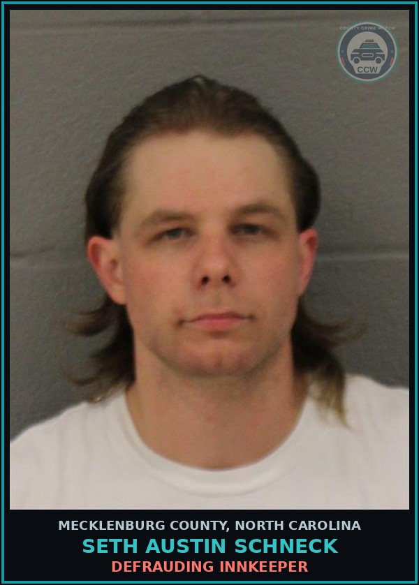 Booking mugshot of SETH AUSTIN SCHNECK in Mecklenburg County
