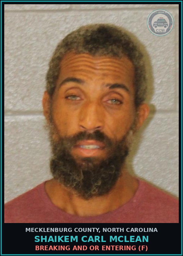 Booking mugshot of SHAIKEM CARL MCLEAN in Mecklenburg County