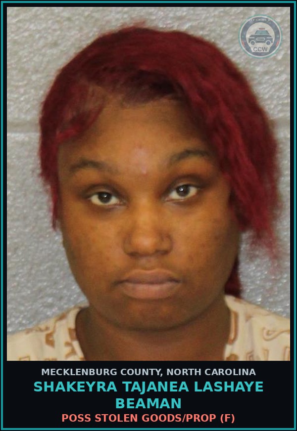 Booking mugshot of SHAKEYRA TAJANEA LASHAYE BEAMAN in Mecklenburg County