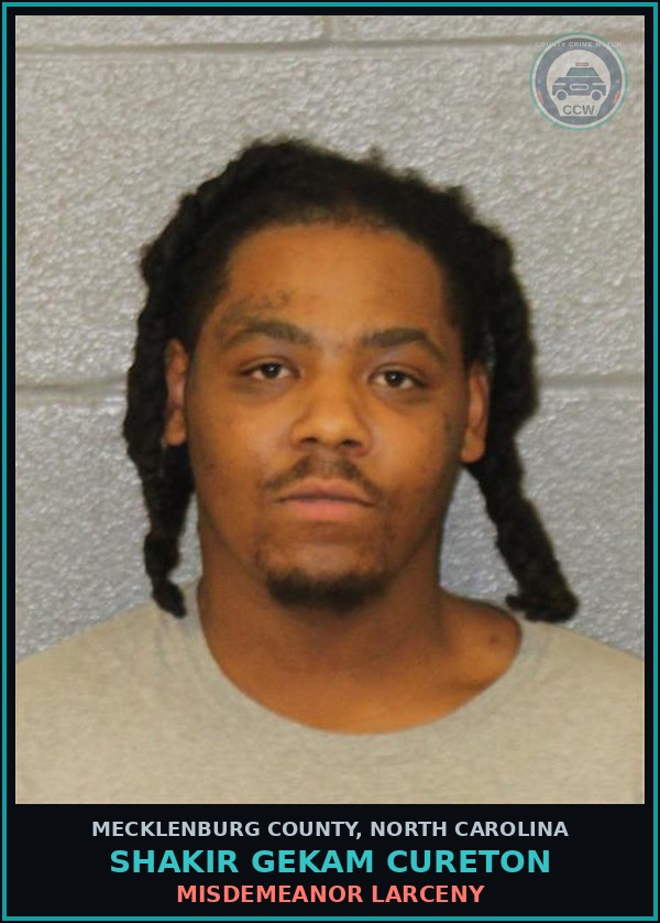 Booking mugshot of SHAKIR GEKAM CURETON in Mecklenburg County