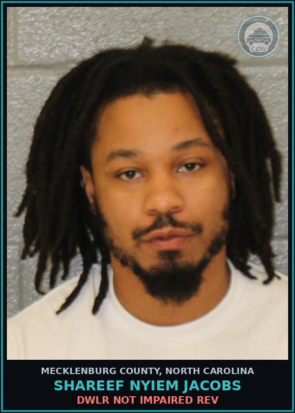 Booking mugshot of SHAREEF NYIEM JACOBS in Mecklenburg County