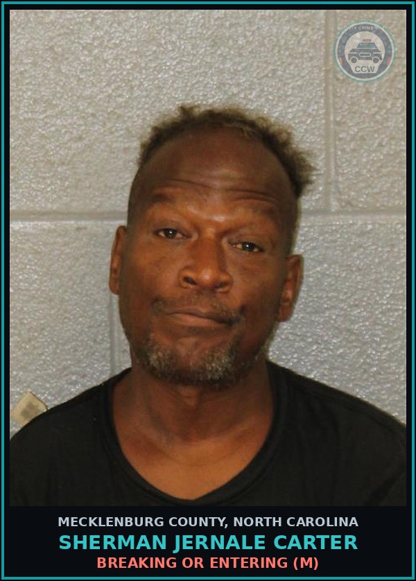 Booking mugshot of SHERMAN JERNALE CARTER in Mecklenburg County