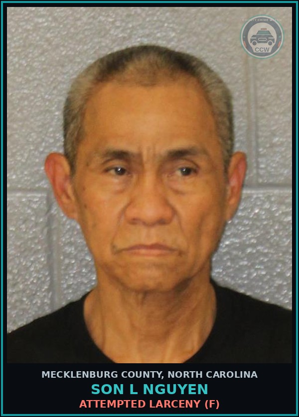 Booking mugshot of SON L NGUYEN in Mecklenburg County