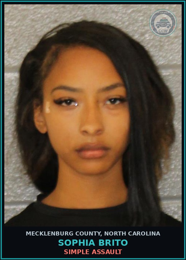 Booking mugshot of SOPHIA BRITO in Mecklenburg County