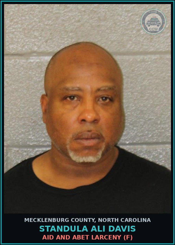 Booking mugshot of STANDULA ALI DAVIS in Mecklenburg County