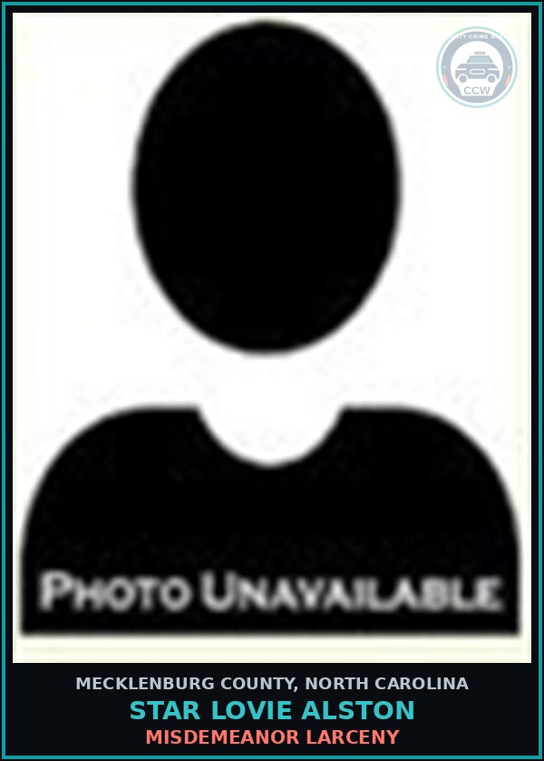 Booking mugshot of STAR LOVIE ALSTON in Mecklenburg County