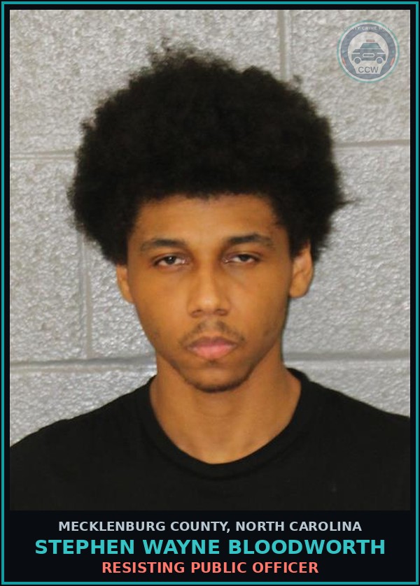 Booking mugshot of STEPHEN WAYNE BLOODWORTH in Mecklenburg County