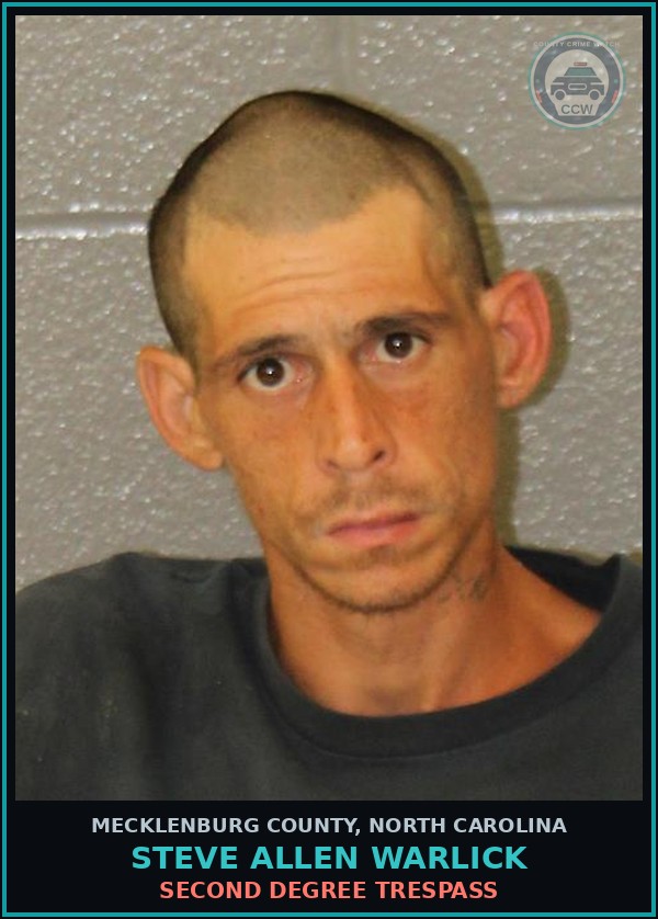 Booking mugshot of STEVE ALLEN WARLICK in Mecklenburg County