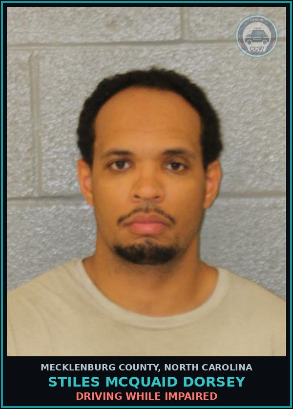 Booking mugshot of STILES MCQUAID DORSEY in Mecklenburg County