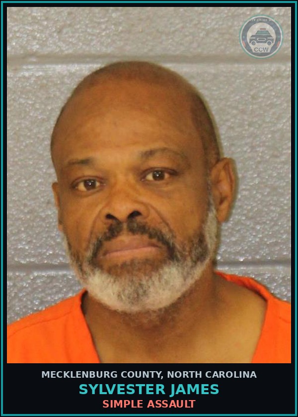 Booking mugshot of SYLVESTER JAMES in Mecklenburg County