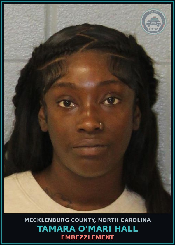 Booking mugshot of TAMARA O'MARI HALL in Mecklenburg County
