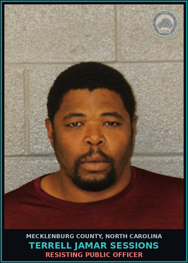 Booking mugshot of TERRELL JAMAR SESSIONS in Mecklenburg County