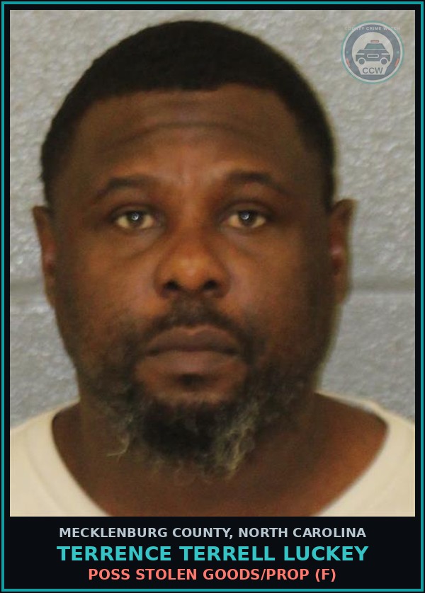 Booking mugshot of TERRENCE TERRELL LUCKEY in Mecklenburg County