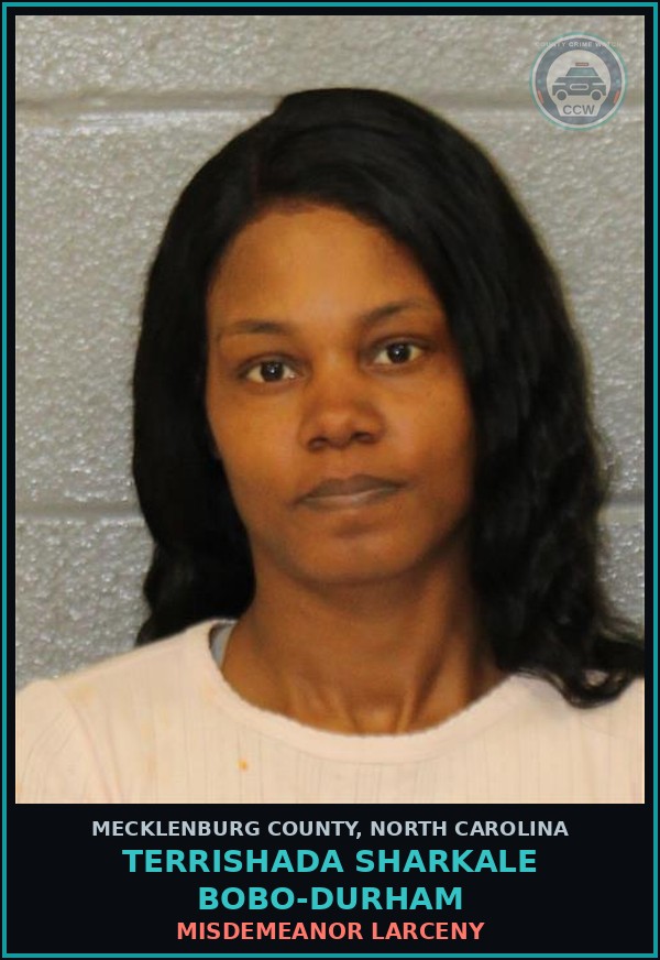 Booking mugshot of TERRISHADA SHARKALE BOBO-DURHAM in Mecklenburg County